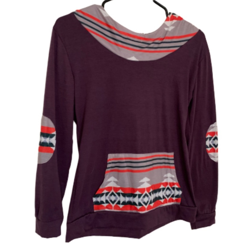 Purple Aztec scoop neck hoodie